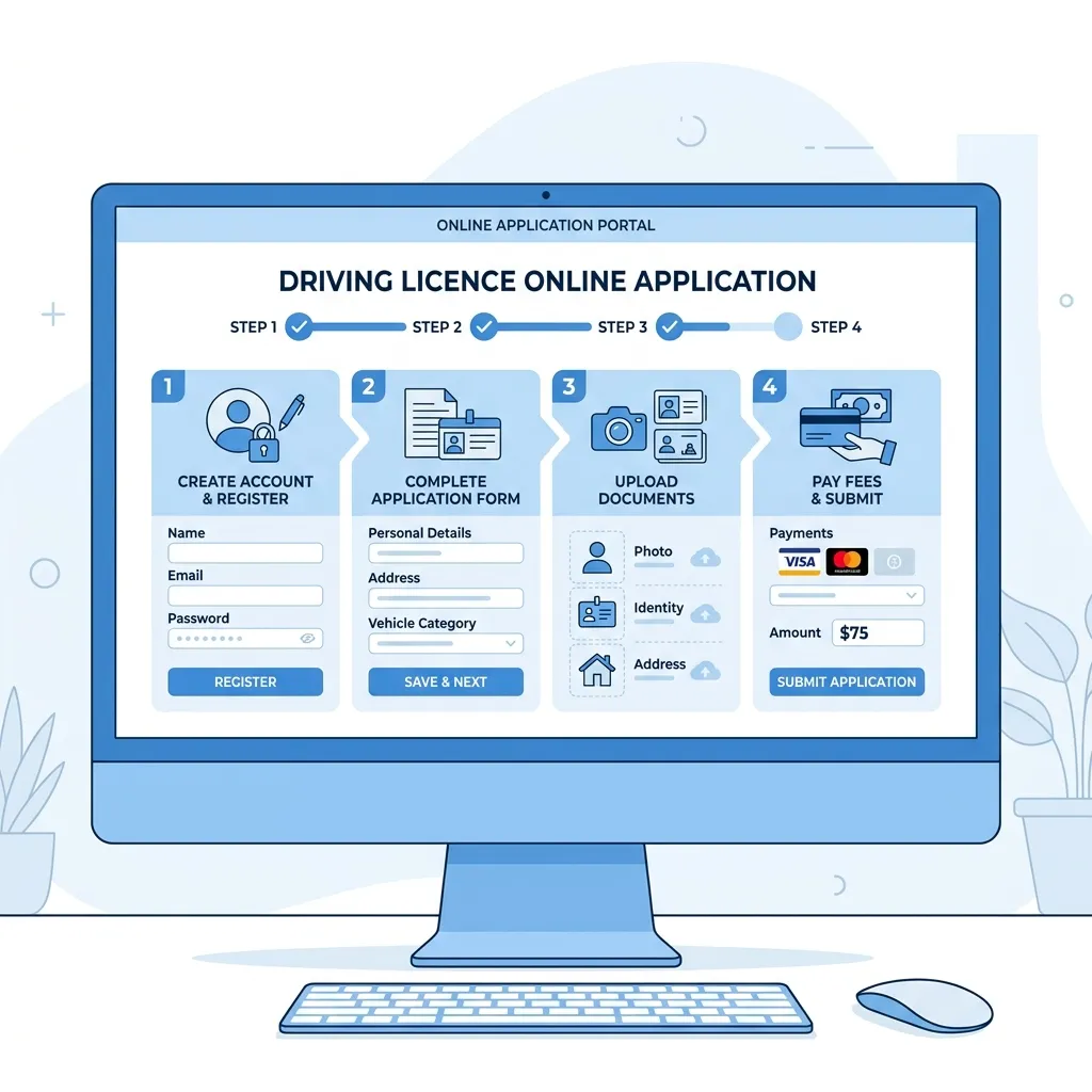 Step by step online application portal process for driving licence
